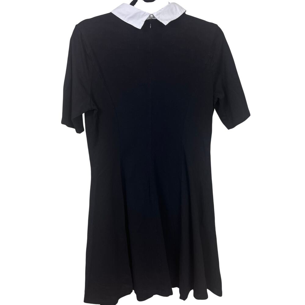 Aphratti Black White Collar Stretch Mini Dress Women’s Large Wednesday Style - Picture 2 of 4